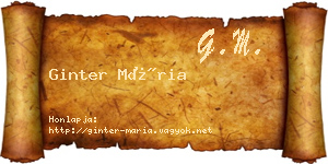 Ginter Mária névjegykártya